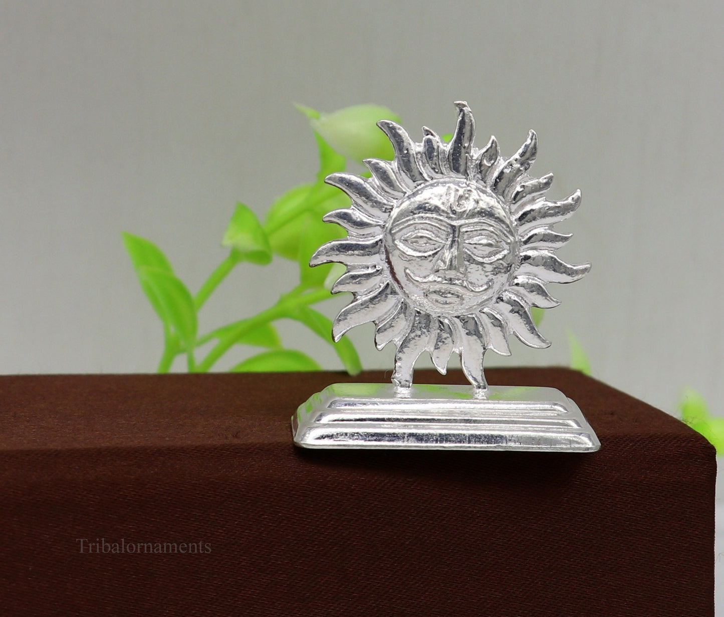 Sterling silver handmade design Indian Idols sun ro suraj statue figurine, puja articles decorative gift diwali puja art52 - TRIBAL ORNAMENTS