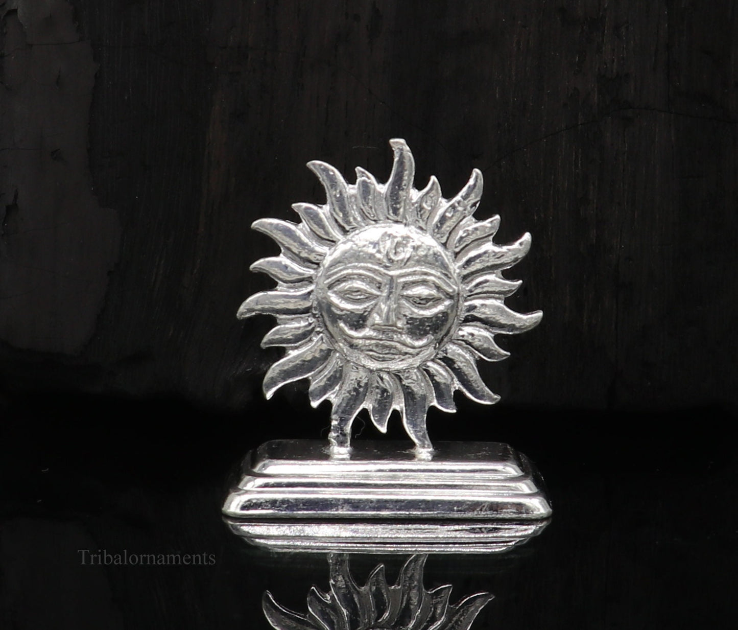 Sterling silver handmade design Indian Idols sun ro suraj statue figurine, puja articles decorative gift diwali puja art52 - TRIBAL ORNAMENTS