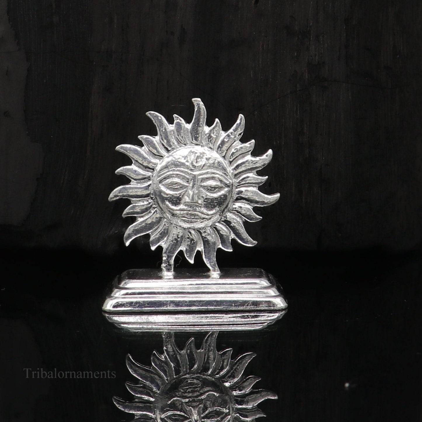 Sterling silver handmade design Indian Idols sun ro suraj statue figurine, puja articles decorative gift diwali puja art52 - TRIBAL ORNAMENTS