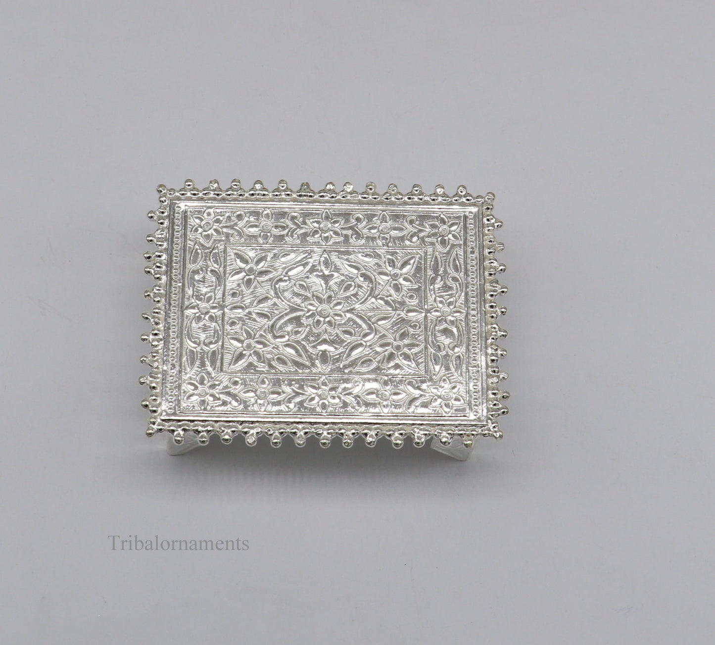Vintage design Sterling silver handmade customize small rectangle shape table/bazot/chouki, excellent home puja utensils temple art su428 - TRIBAL ORNAMENTS