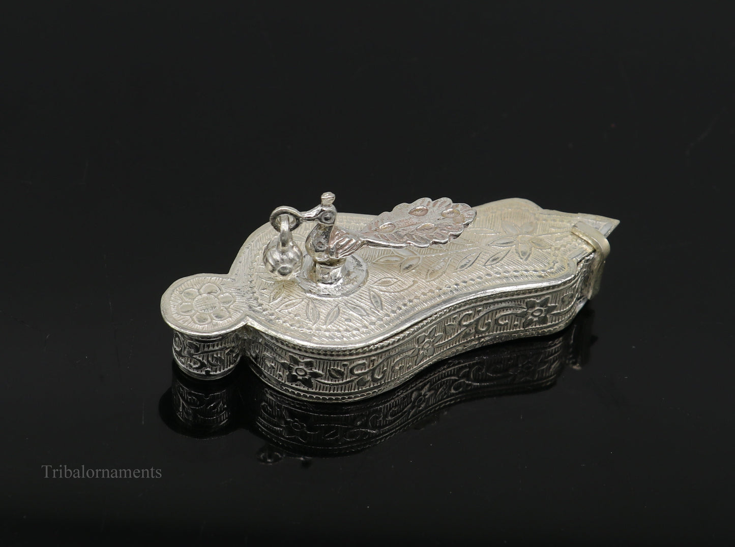 925 sterling silver handmade fabulous unique design peacock trinket box, brides gift, casket box silver article, silver utensils stb161 - TRIBAL ORNAMENTS