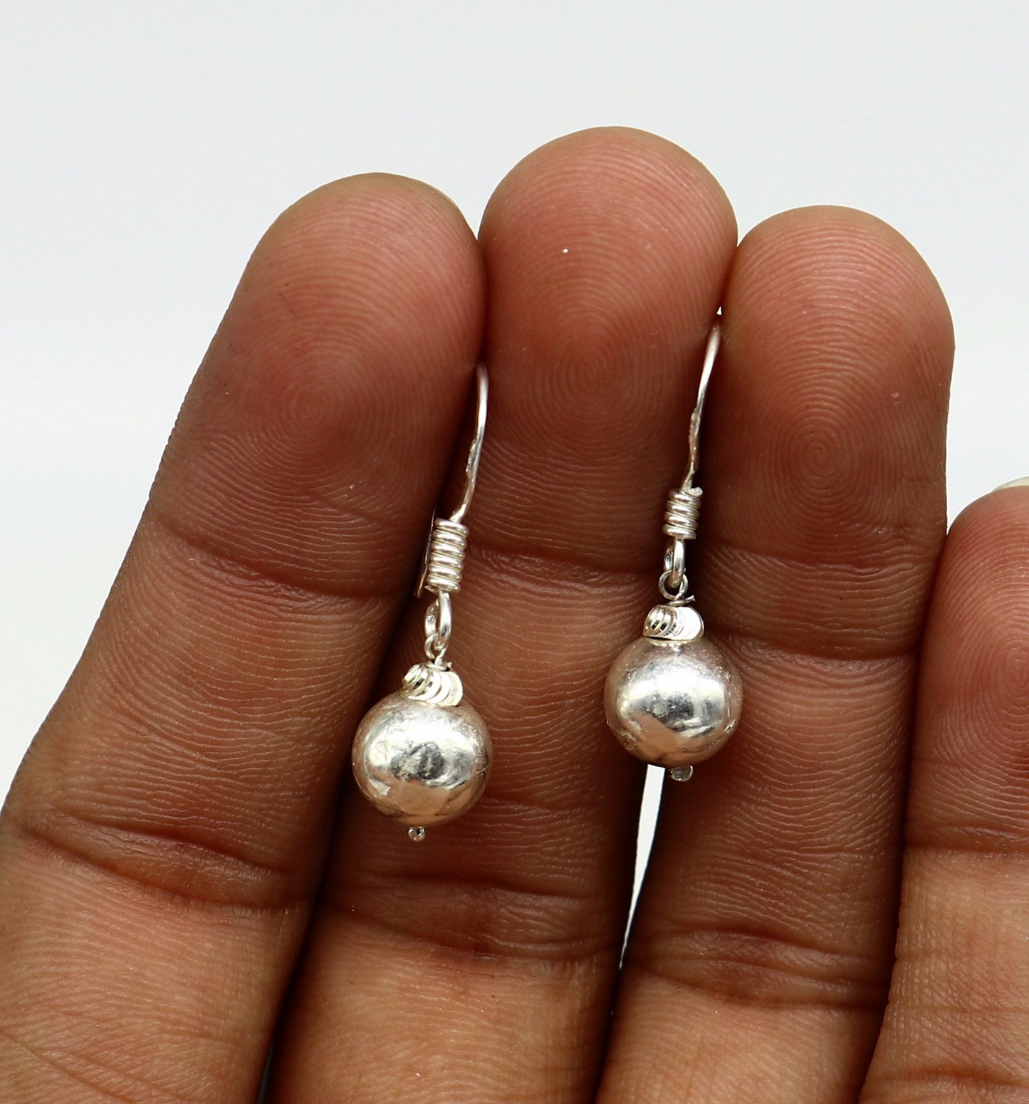 925 sterling silver handmade single ball hoops earring, stunning drop dangling earring amazing customized bridesmaid earring s914 - TRIBAL ORNAMENTS