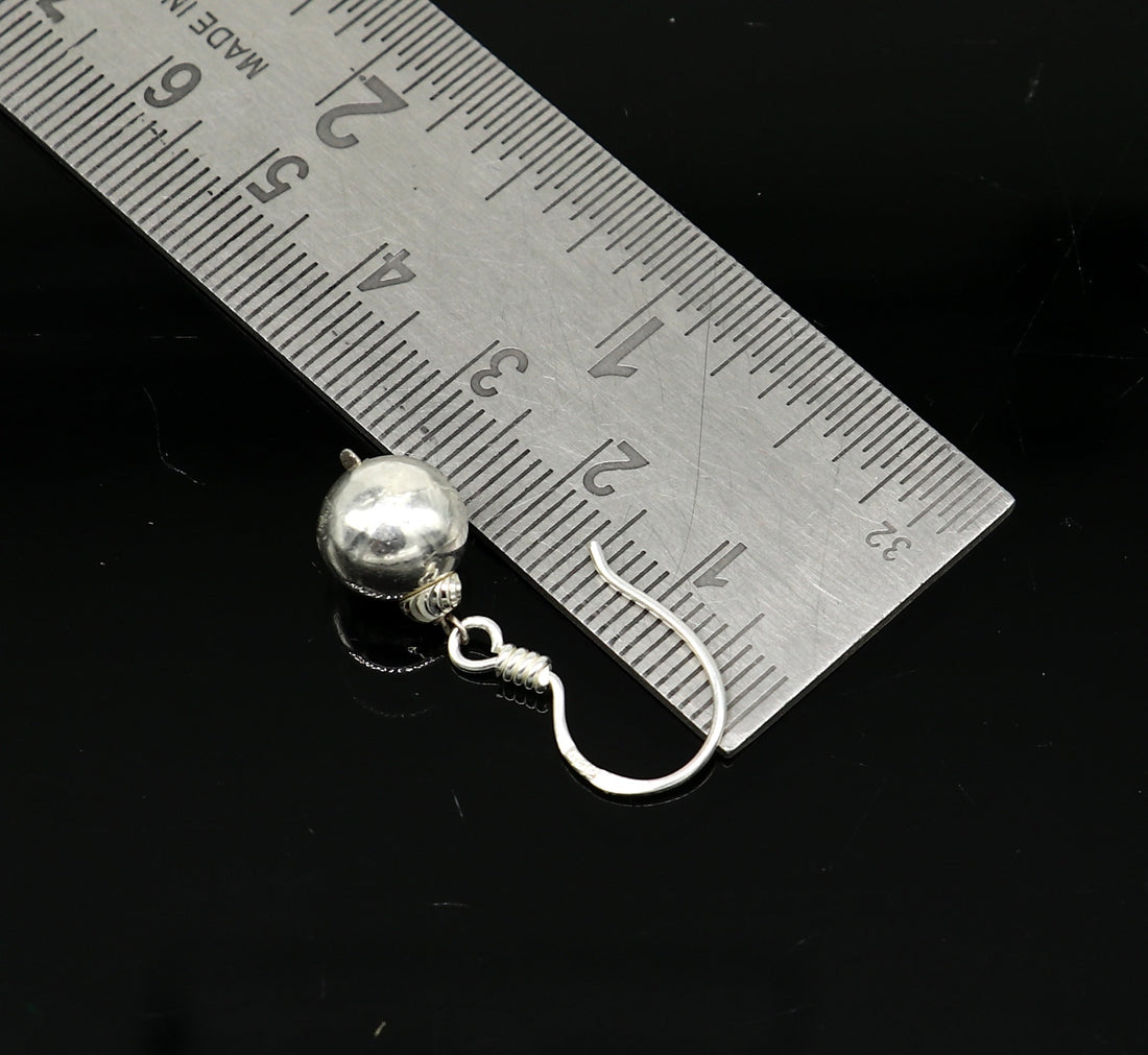 925 sterling silver handmade single ball hoops earring, stunning drop dangling earring amazing customized bridesmaid earring s914 - TRIBAL ORNAMENTS