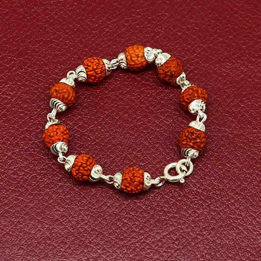 4.5" inch small 925 fine sterling silver customized Rudraksha beads stunning stylish bracelet or necklace for idols god shiva sbr218 - TRIBAL ORNAMENTS