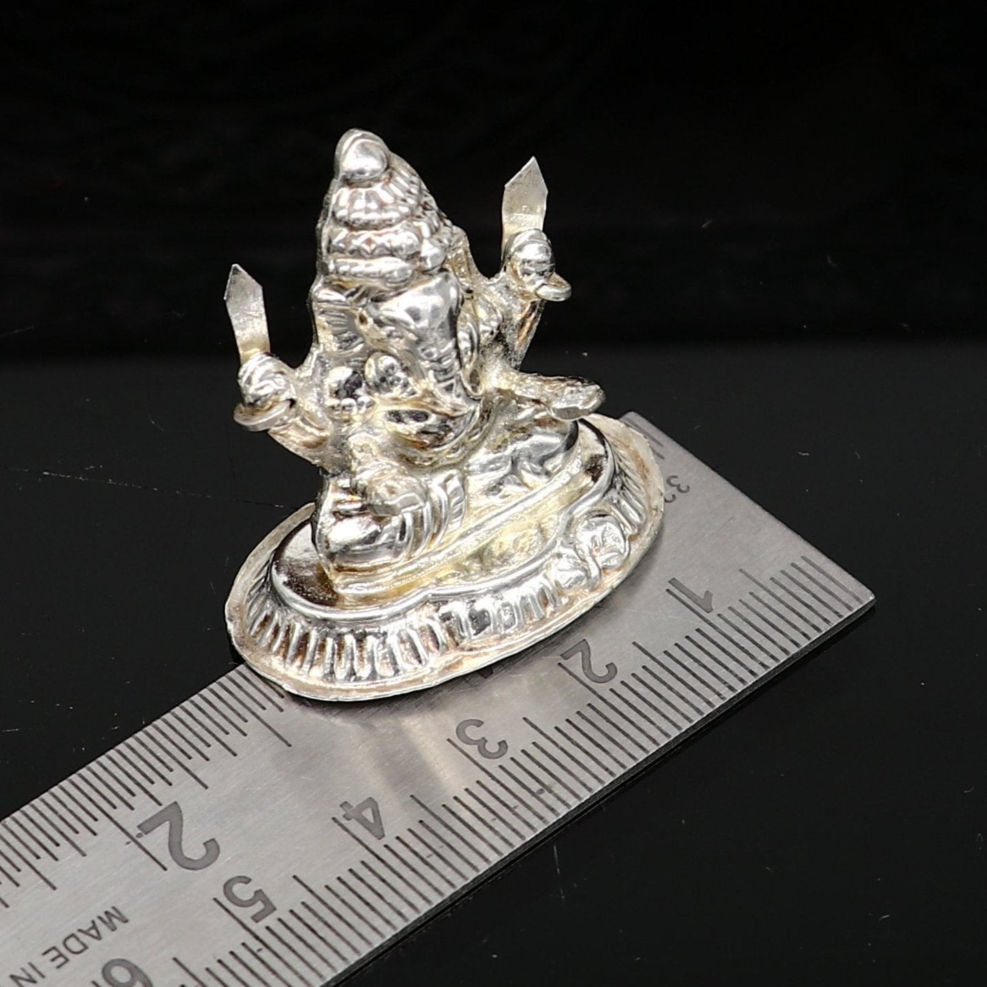 Lord Ganesha With Stand or Bazot, fabulous Sterling silver ganesha statue good figurine for home temple diwali puja article utensils su375