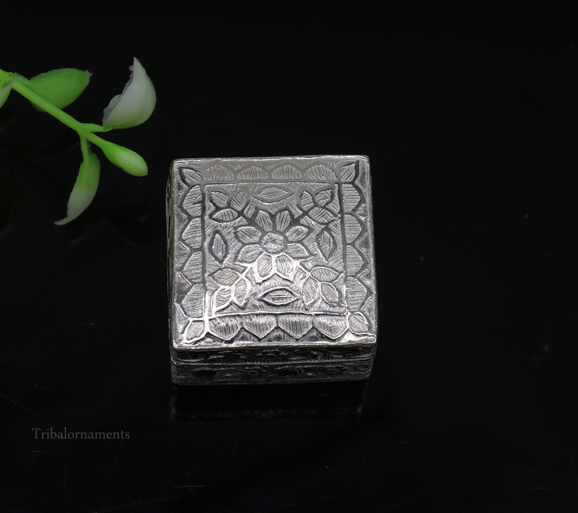 925 sterling silver trinket box, kajal box/casket box bridal square eyeliner box collection, container box, eyeliner box gifting art stb189 - TRIBAL ORNAMENTS