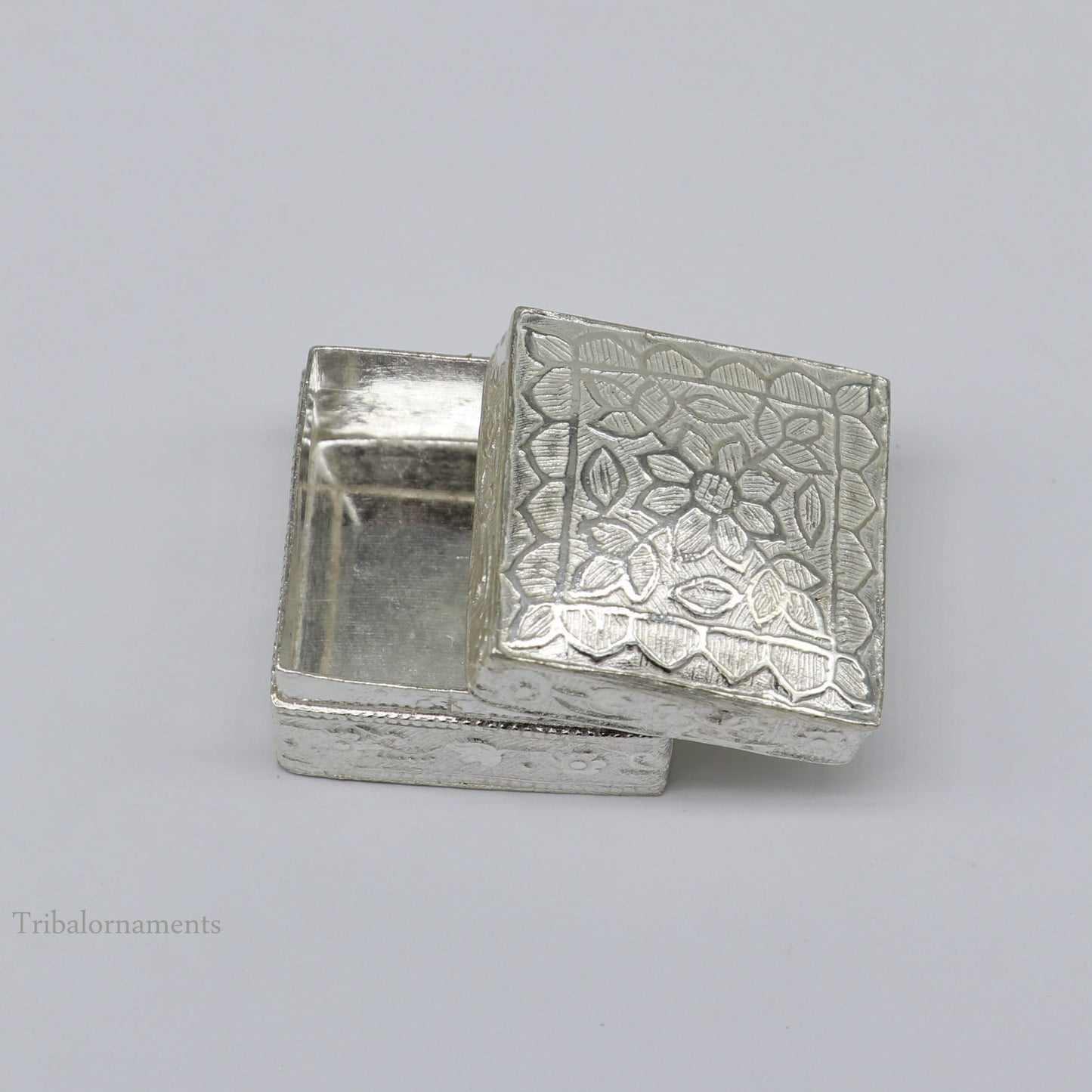 925 sterling silver trinket box, kajal box/casket box bridal square eyeliner box collection, container box, eyeliner box gifting art stb189 - TRIBAL ORNAMENTS