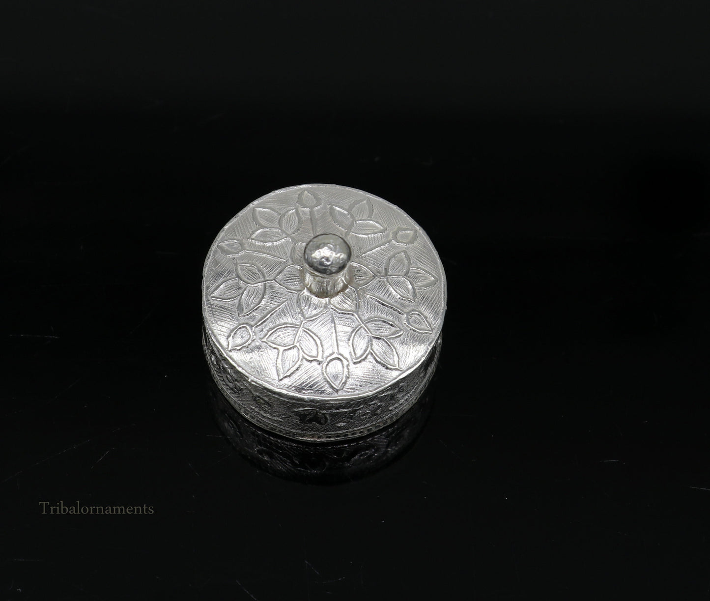 925 sterling silver trinket box, kajal box/casket box bridal round shape Sindur box collection, container box, eyeliner box gifting stb184 - TRIBAL ORNAMENTS