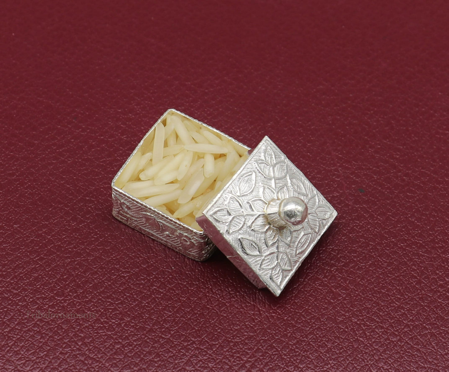 925 sterling silver trinket box, kajal box/casket box bridal square shape sindur box collection, container box, eyeliner box gifting stb188 - TRIBAL ORNAMENTS
