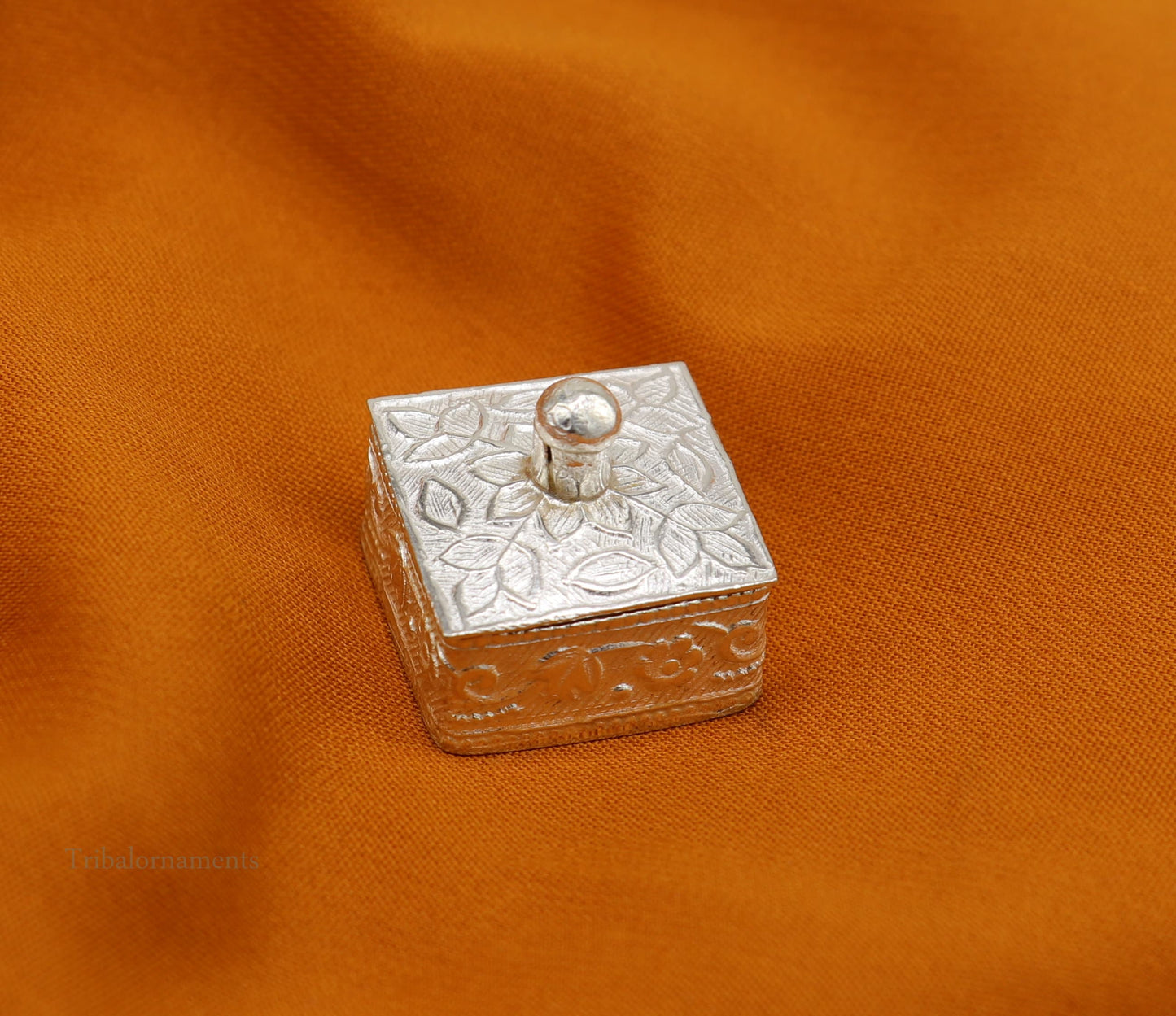 925 sterling silver trinket box, kajal box/casket box bridal square shape sindur box collection, container box, eyeliner box gifting stb188 - TRIBAL ORNAMENTS