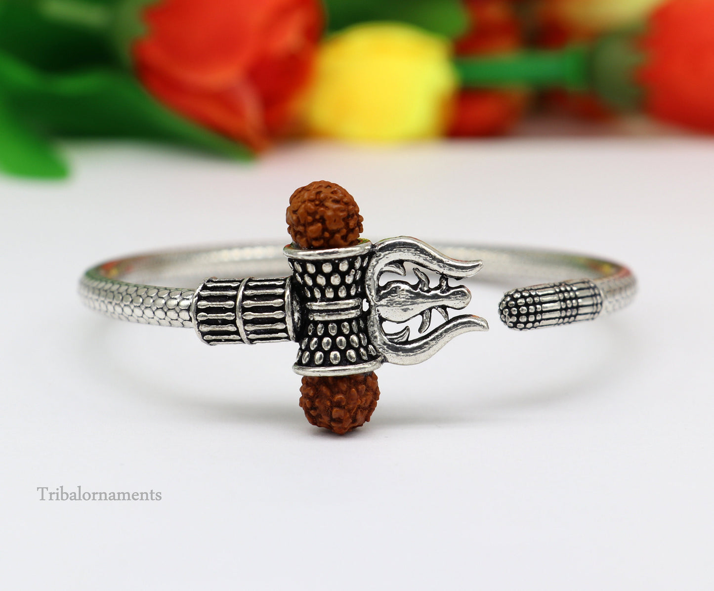 Vintage design 925 sterling silver idol shiva trident or trishul bange, best customized gift Babubali bangle kada bracelet unisex nssk450 - TRIBAL ORNAMENTS