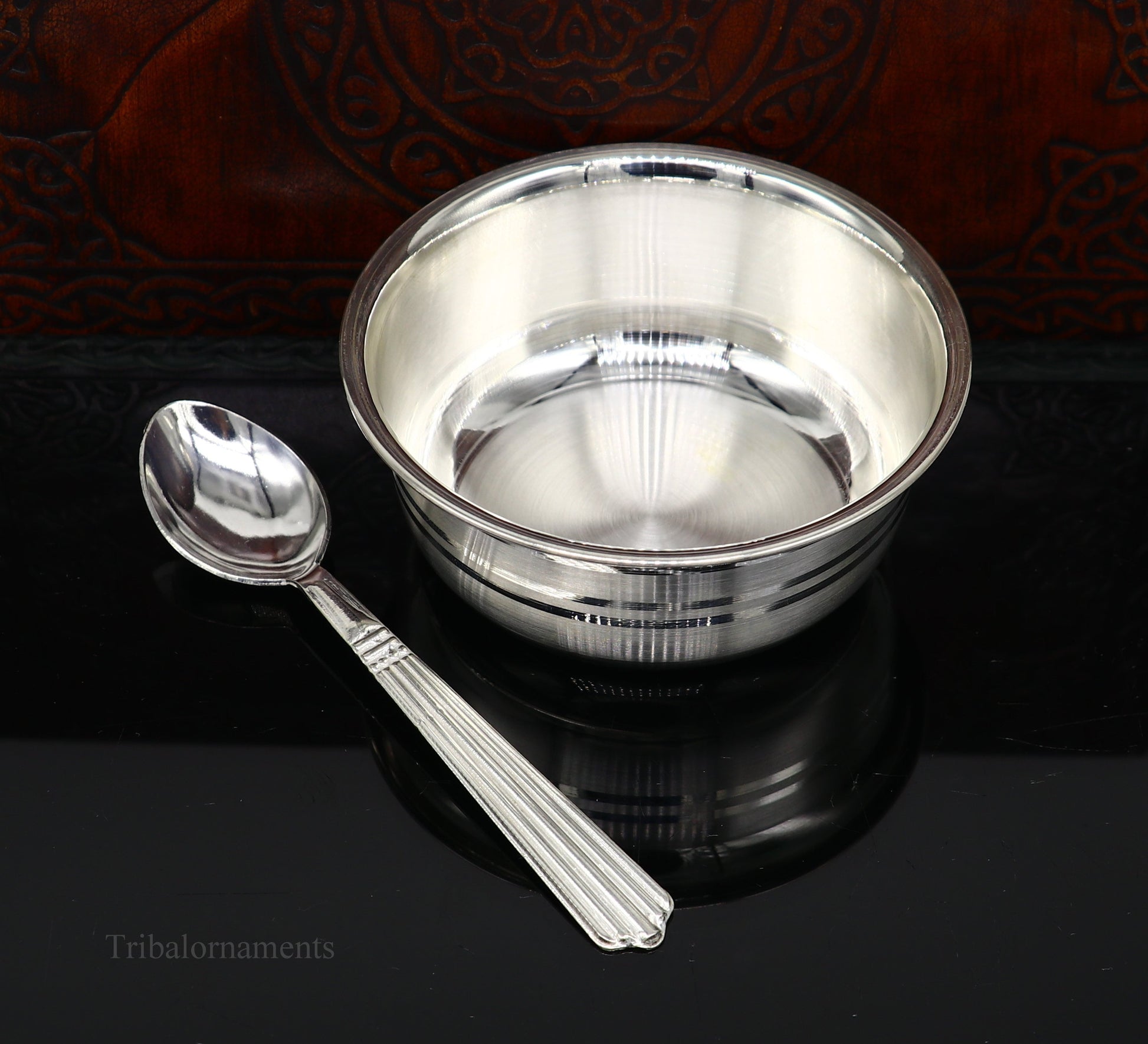 999 fine solid silver handmade small bowl for baby food, pure silver vessels, silver utensils, home and kitchen accessories India sv222 - TRIBAL ORNAMENTS