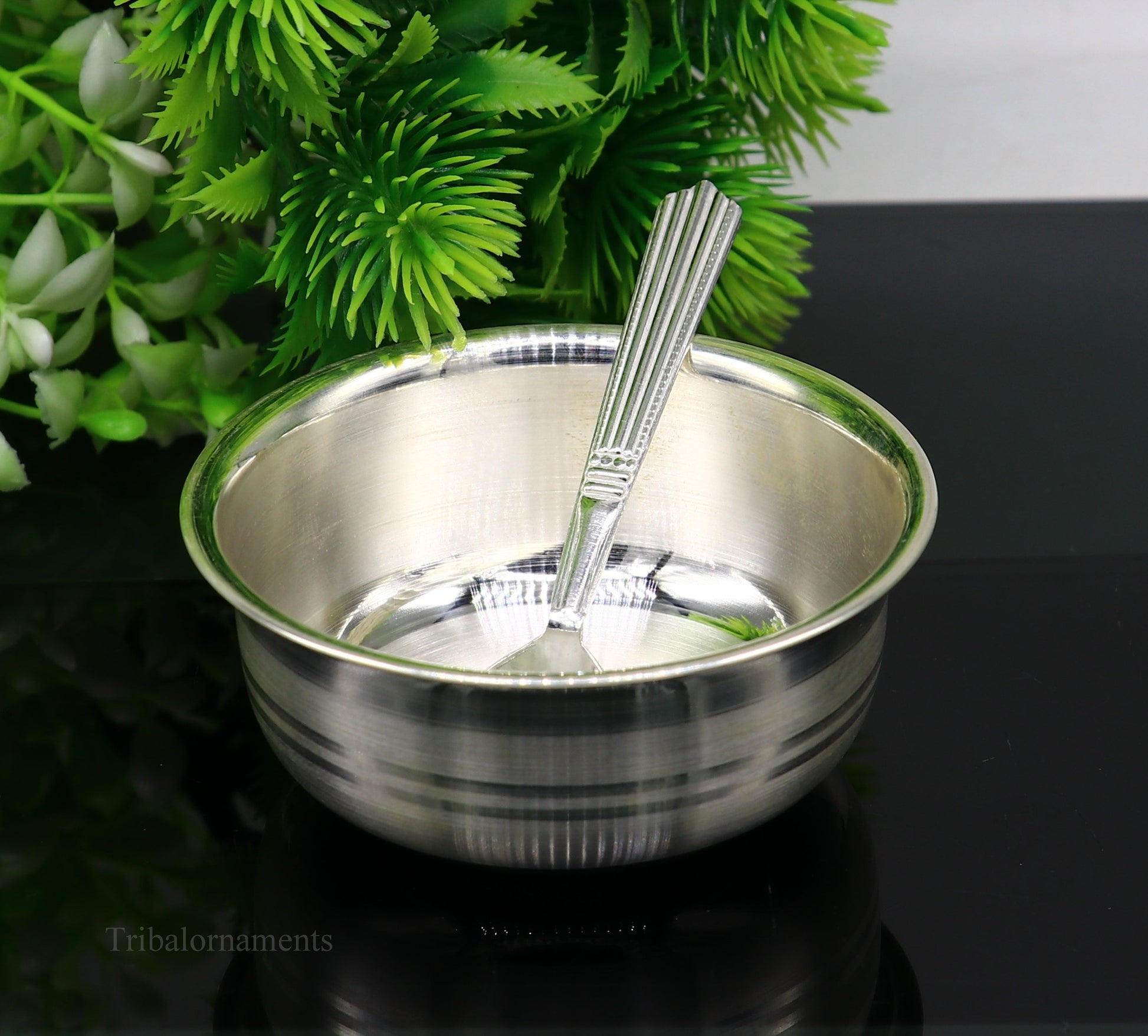 999 fine solid silver handmade small bowl for baby serving, pure silver vessel, silver utensils, home kitchen accessories puja bowl sv224 - TRIBAL ORNAMENTS