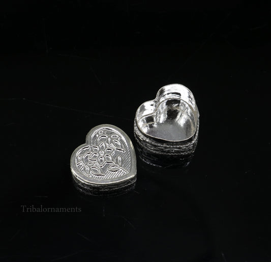 925 sterling silver trinket box, kajal box/casket box bridal heart shape box collection, container box, eyeliner box gifting art stb172 - TRIBAL ORNAMENTS