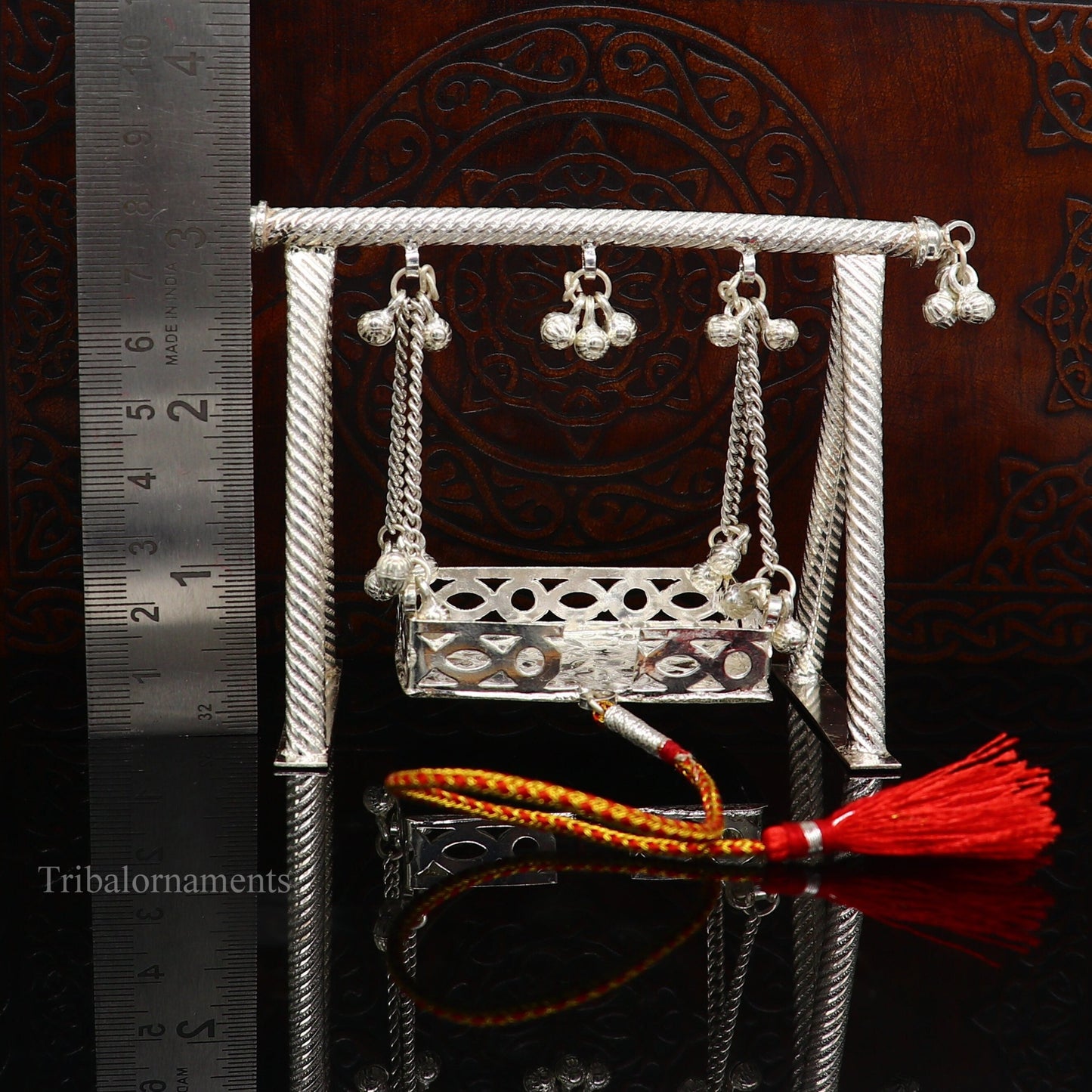 Sterling silver handmade Bal Gopala jhula, little Krishna swing, child Krishna palana, silver jhula, laddu Gopal Jhula, silver art su380 - TRIBAL ORNAMENTS