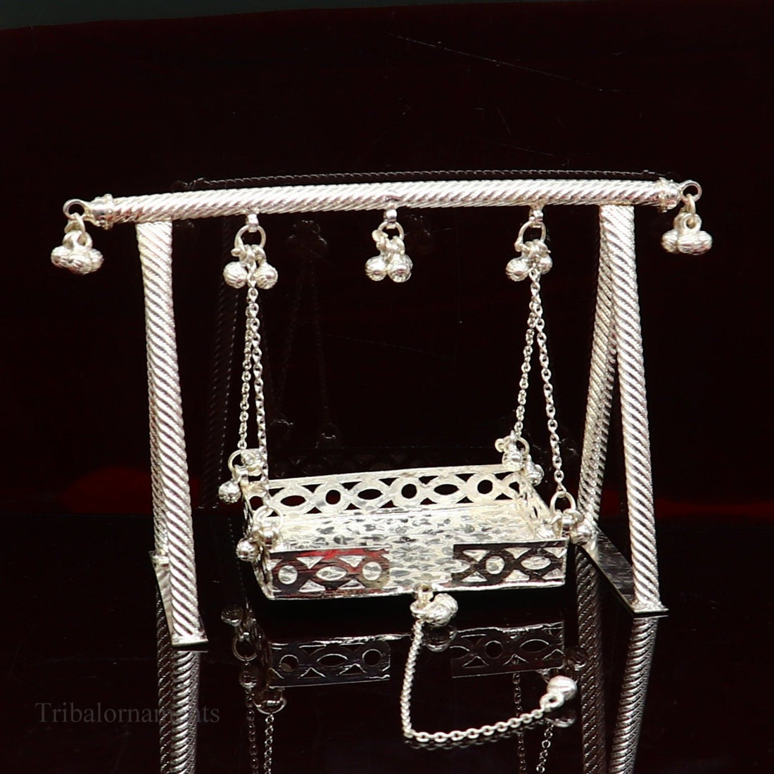 Sterling silver handmade Laddu Gopala jhula, Baby Krishna swing, child Krishna palana, silver jhula, laddu Gopal Jhula, silver article su383 - TRIBAL ORNAMENTS