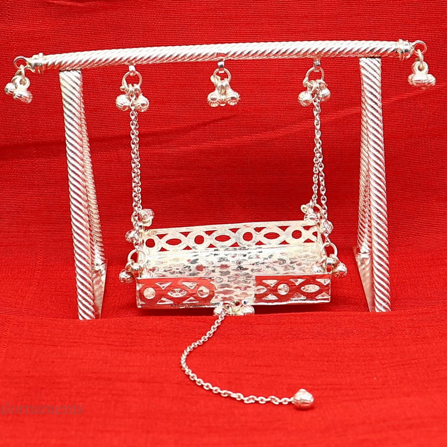 Sterling silver handmade Laddu Gopala jhula, Baby Krishna swing, child Krishna palana, silver jhula, laddu Gopal Jhula, silver article su383 - TRIBAL ORNAMENTS