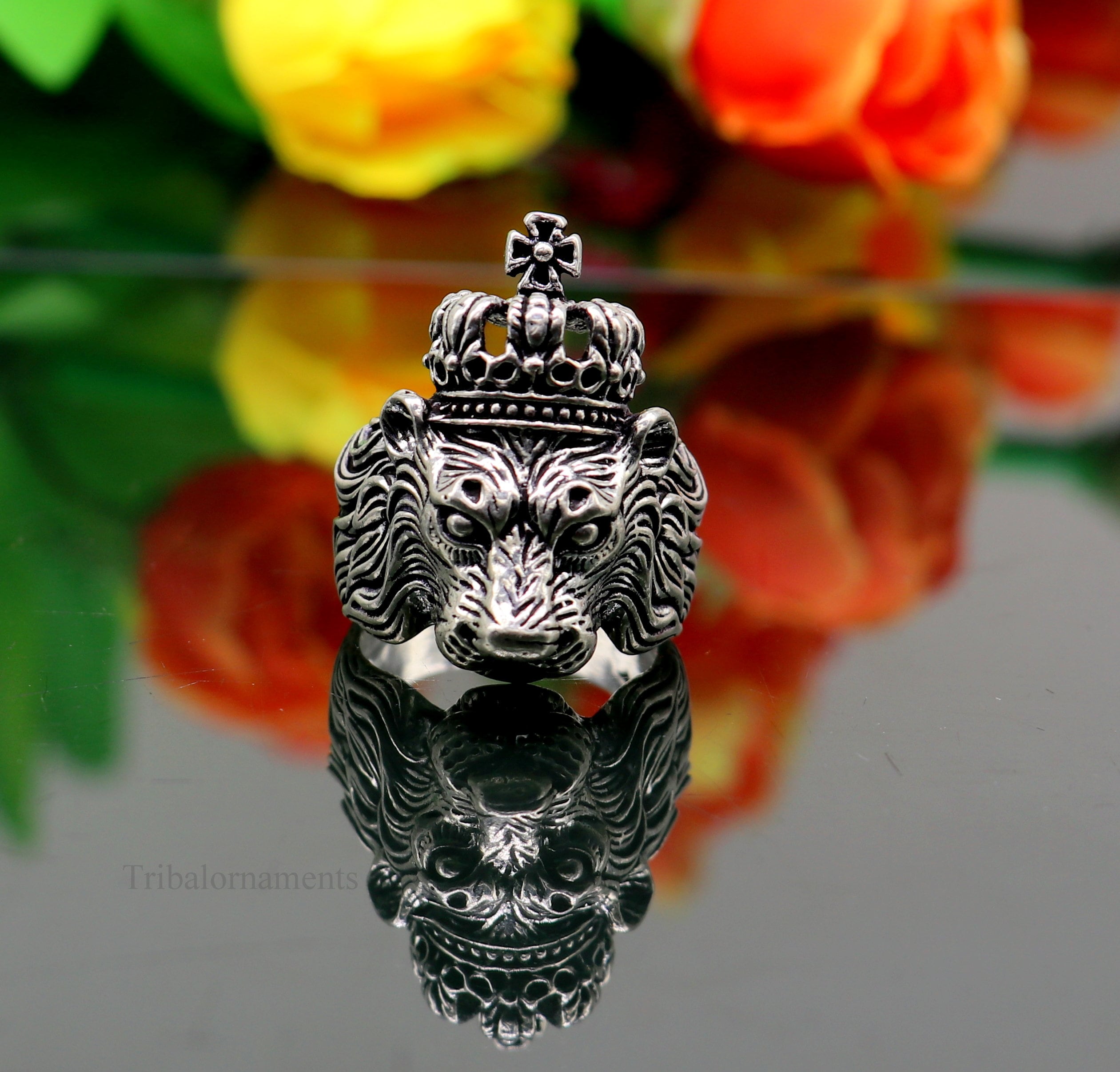 Manufacturer of 22k ashoka lion ring | Jewelxy - 205858