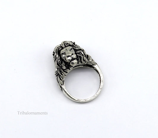 925 sterling silver handcrafted forest king lion face ring, best gifting unisex ring, gorgeous vintage antique stylish ring bands ring435 - TRIBAL ORNAMENTS