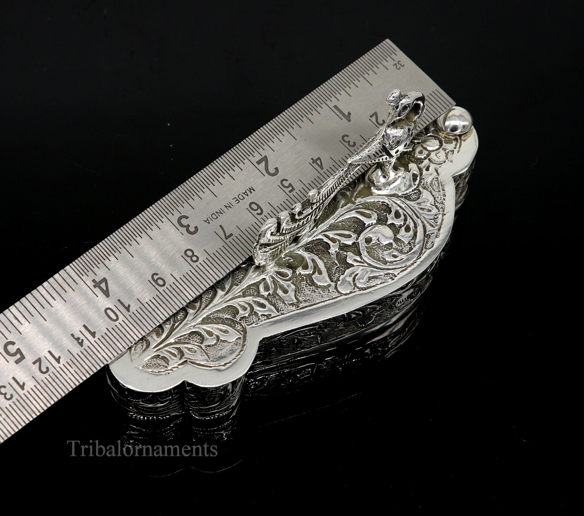 925 sterling silver handmade unique peacock design luxury trinket box, brides gift, casket box, silver article, silver utensils stb231 - TRIBAL ORNAMENTS