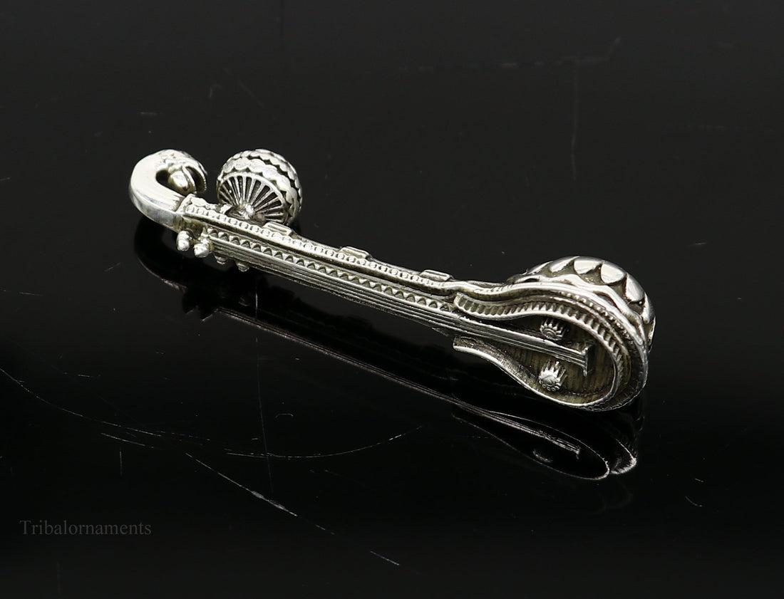 925 sterling silver Saraswati Veena, Silver musical instrument Veena for Goddess Sharda, best gifting puja article for hindu temple art41 - TRIBAL ORNAMENTS