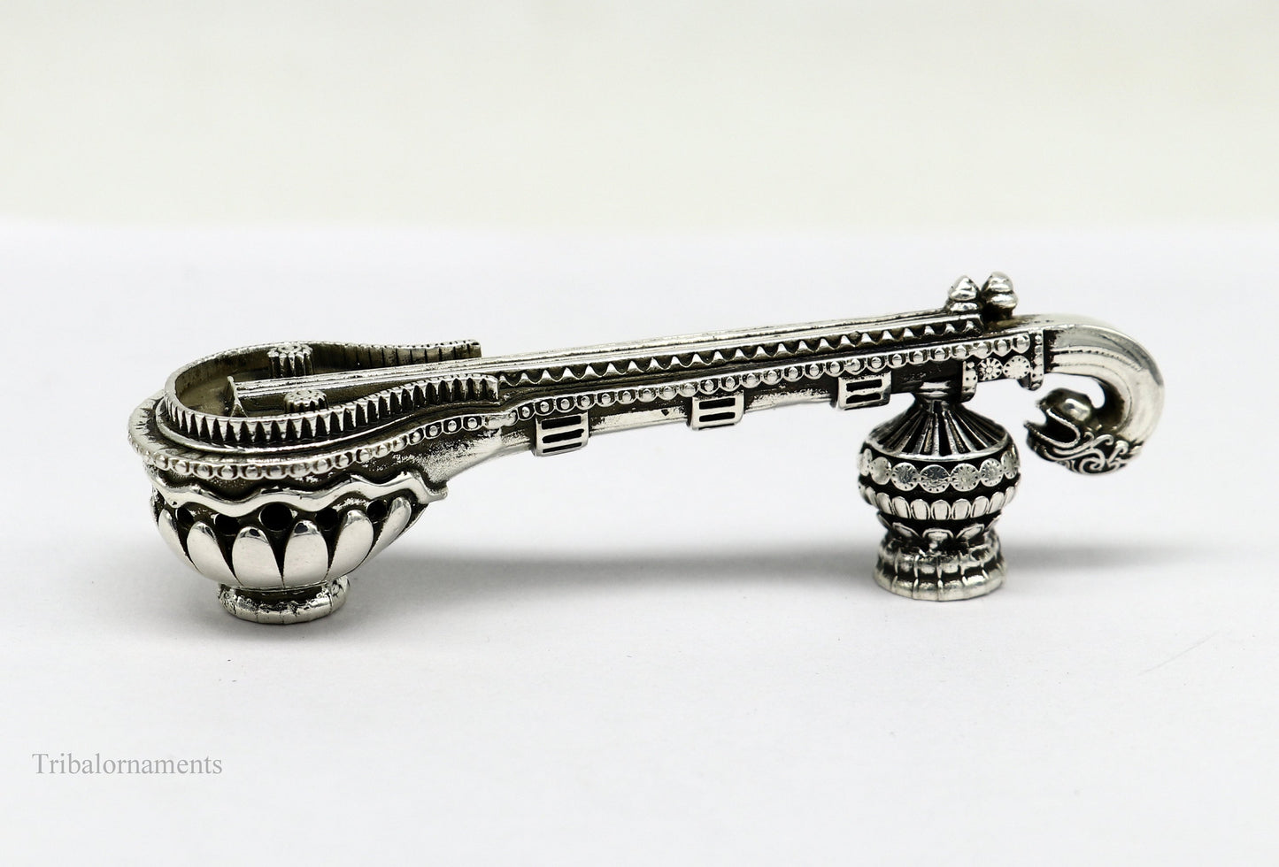 925 sterling silver Saraswati Veena, Silver musical instrument Veena for Goddess Sharda, best gifting puja article for hindu temple art42 - TRIBAL ORNAMENTS
