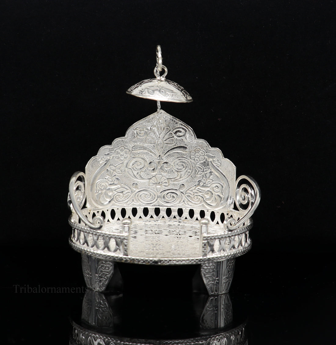 925 pure sterling silver Handmade Divine Singhasan, idol Silver throne, god statue's stand chair, temple art puja article india su486 - TRIBAL ORNAMENTS