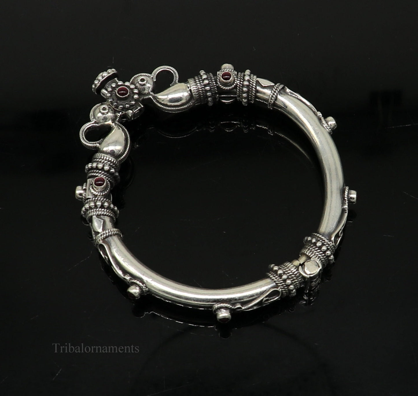 925 Sterling silver handmade indian traditional vintage antique design tribal ethnic belly dance bangle bracelet kada  nssk491 - TRIBAL ORNAMENTS