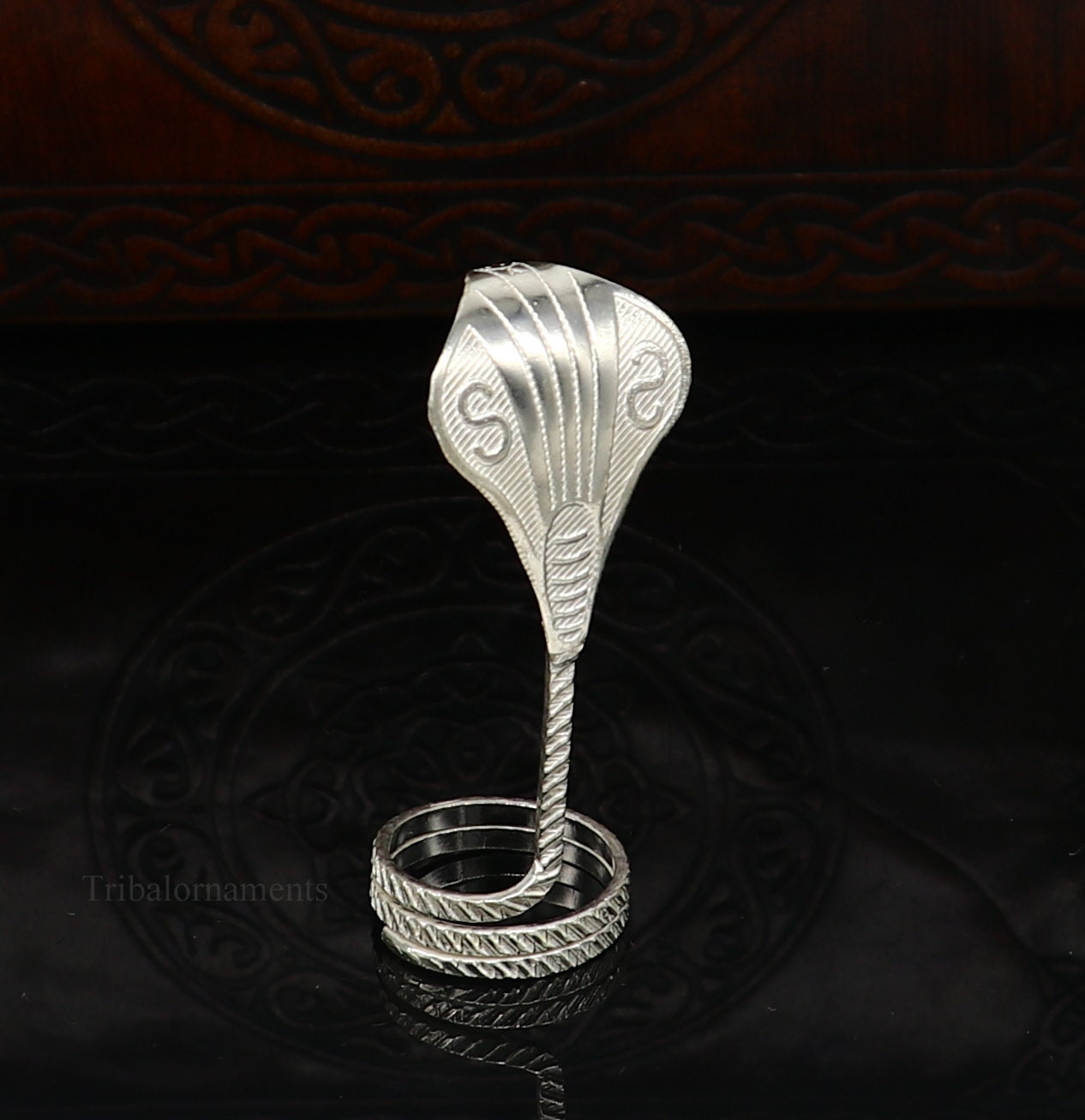 Solid sterling silver handmade fabulous vintage antique mini snake or shiva snake for puja or worshipping, solid Diwali puja article su386 - TRIBAL ORNAMENTS