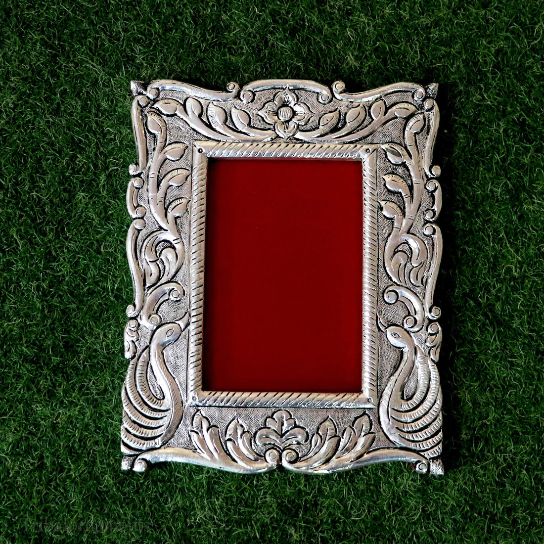 12.5" x 7" inches 999 fine silver handmade photo frame, amazing vintage royal style wooden base wall hanging frame, best corporate gift sf01 - TRIBAL ORNAMENTS