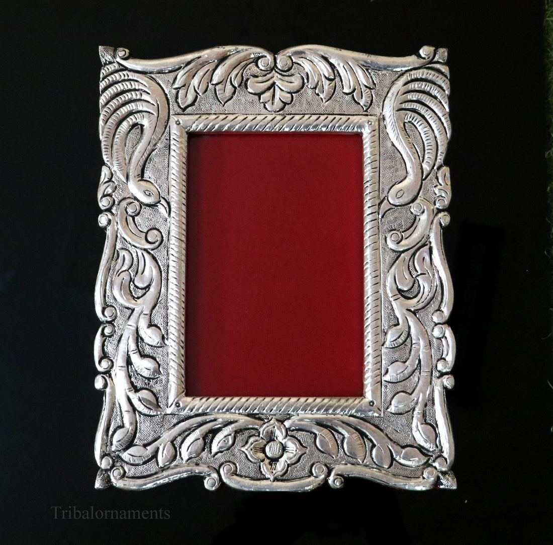 12.5" x 7" inches 999 fine silver handmade photo frame, amazing vintage royal style wooden base wall hanging frame, best corporate gift sf01 - TRIBAL ORNAMENTS