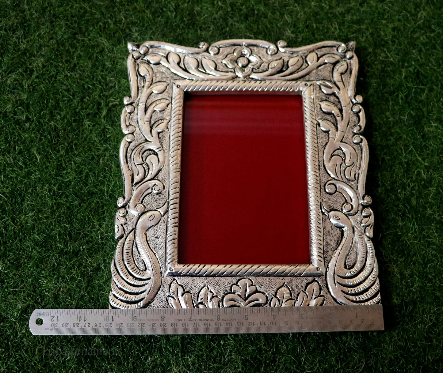12.5" x 7" inches 999 fine silver handmade photo frame, amazing vintage royal style wooden base wall hanging frame, best corporate gift sf01 - TRIBAL ORNAMENTS