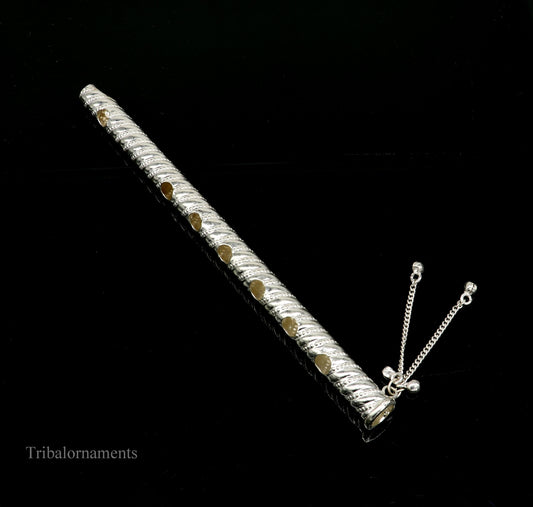 7" long handmade sterling silver stunning divine Lord Krishna flute, Amazing krishna gifting silver accessories, puja utensils su389 - TRIBAL ORNAMENTS