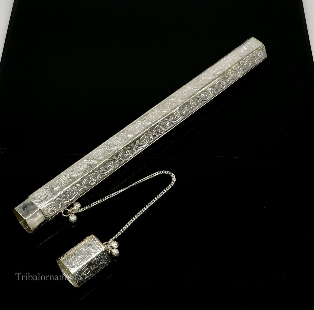 10" Vintage design handmade solid silver incense sticks box holder, Agarbatti  box trinket box fabulous royal puja temple article su390 - TRIBAL ORNAMENTS