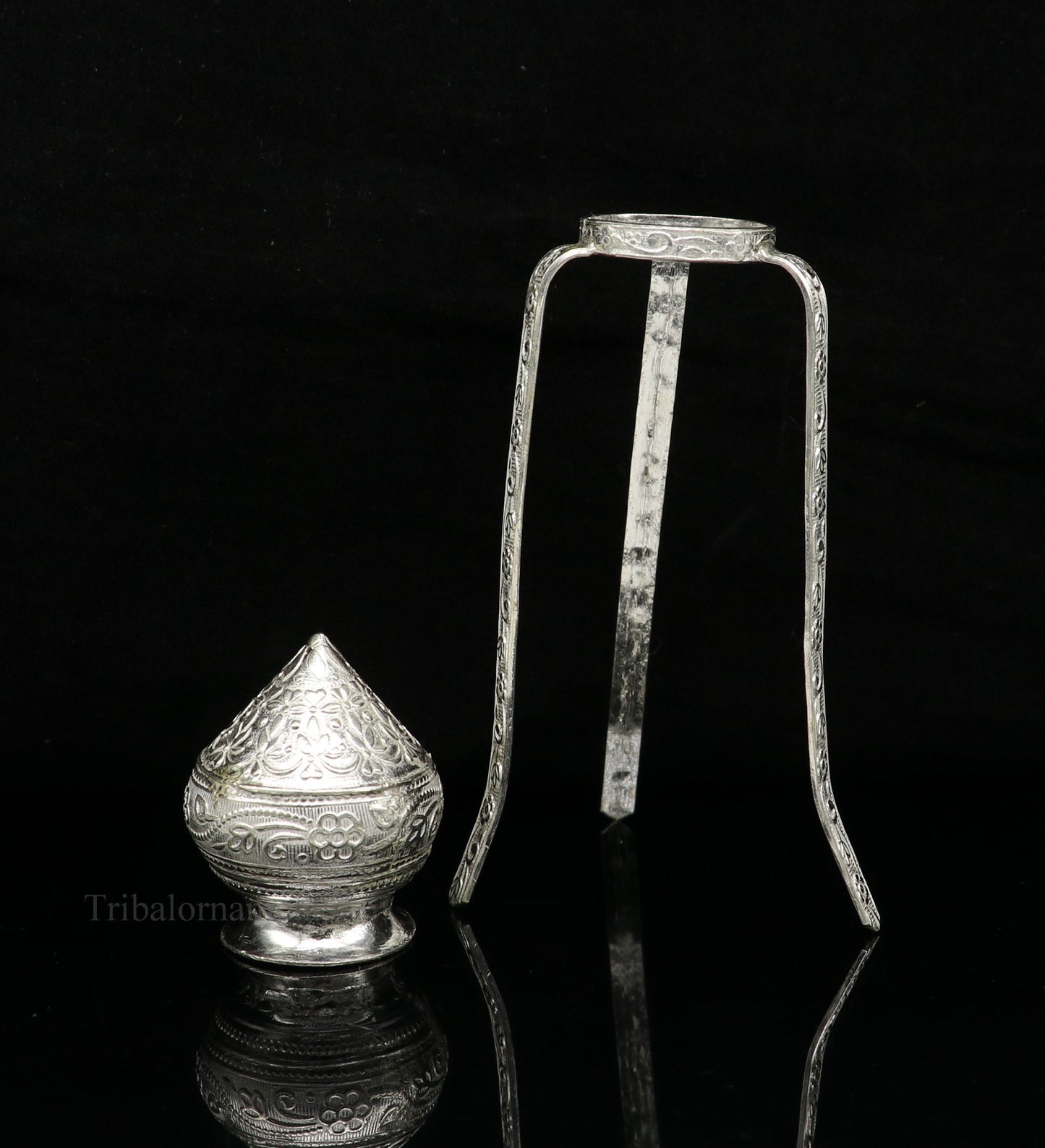 925 sterling silver handmade God shiva lingam water flow pot or puja kalas for Abhishek of lingam, best worshipping article from india su492 - TRIBAL ORNAMENTS