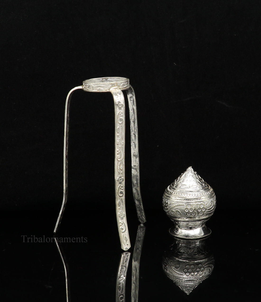 925 sterling silver handmade God shiva lingam water flow pot or puja kalas for Abhishek of lingam, best worshipping article from india su493 - TRIBAL ORNAMENTS