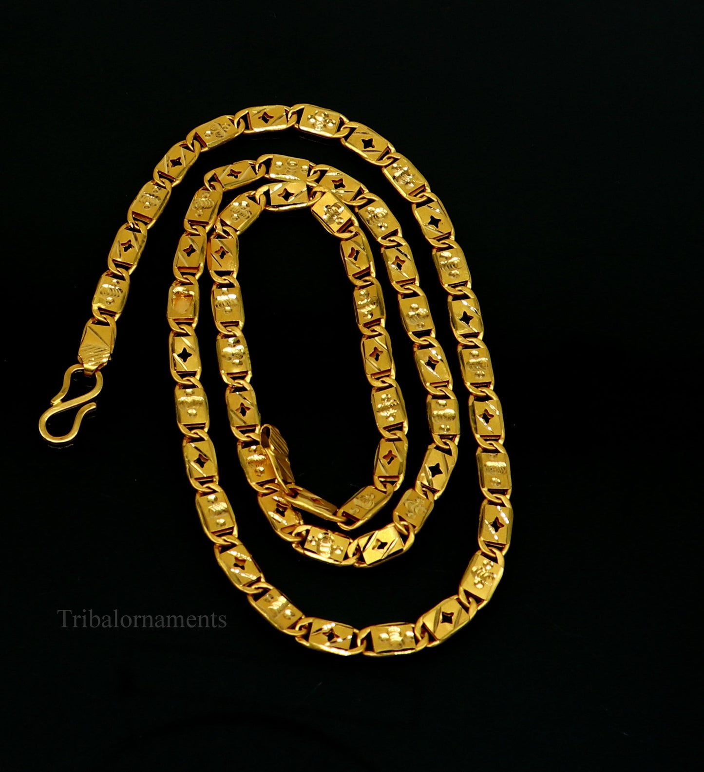 21.5 inches long  5mm nawabi chain Handmade 22 karat yellow gold solid gold nawabi chain necklace form Rajasthan India best gifting  ch504 - TRIBAL ORNAMENTS