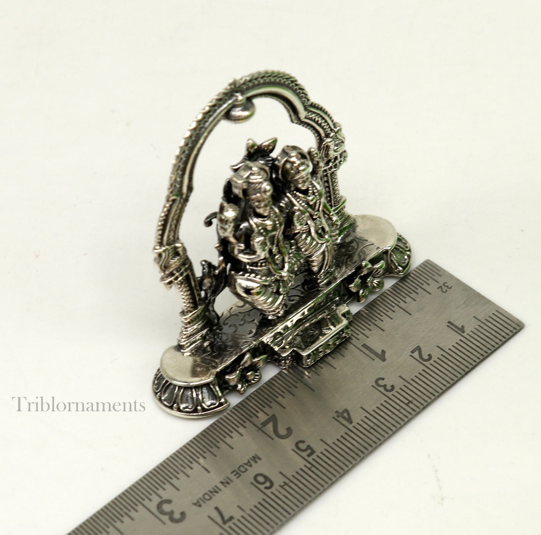 925 Sterling silver handmade floral design Indian Idols Laxmi Narayan, laxmi and vishnu Statue figurine, puja articles puja articles art165 - TRIBAL ORNAMENTS