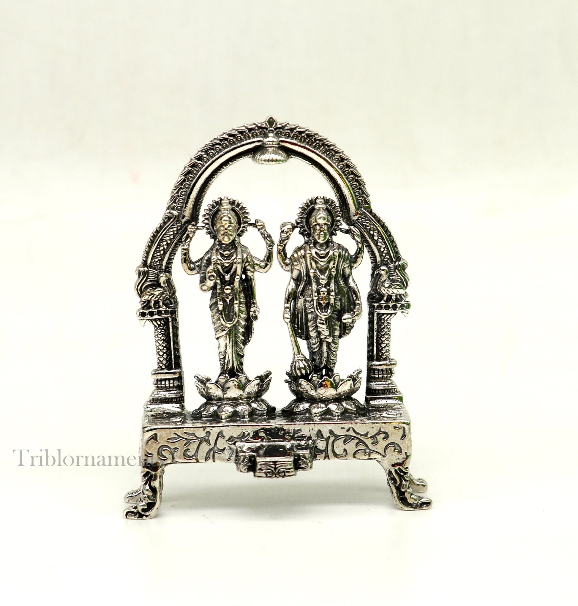 925 Sterling silver handmade Indian Idols standing Laxmi Narayan, laxmi and vishnu Statue figurine, puja articles puja articles art172 - TRIBAL ORNAMENTS
