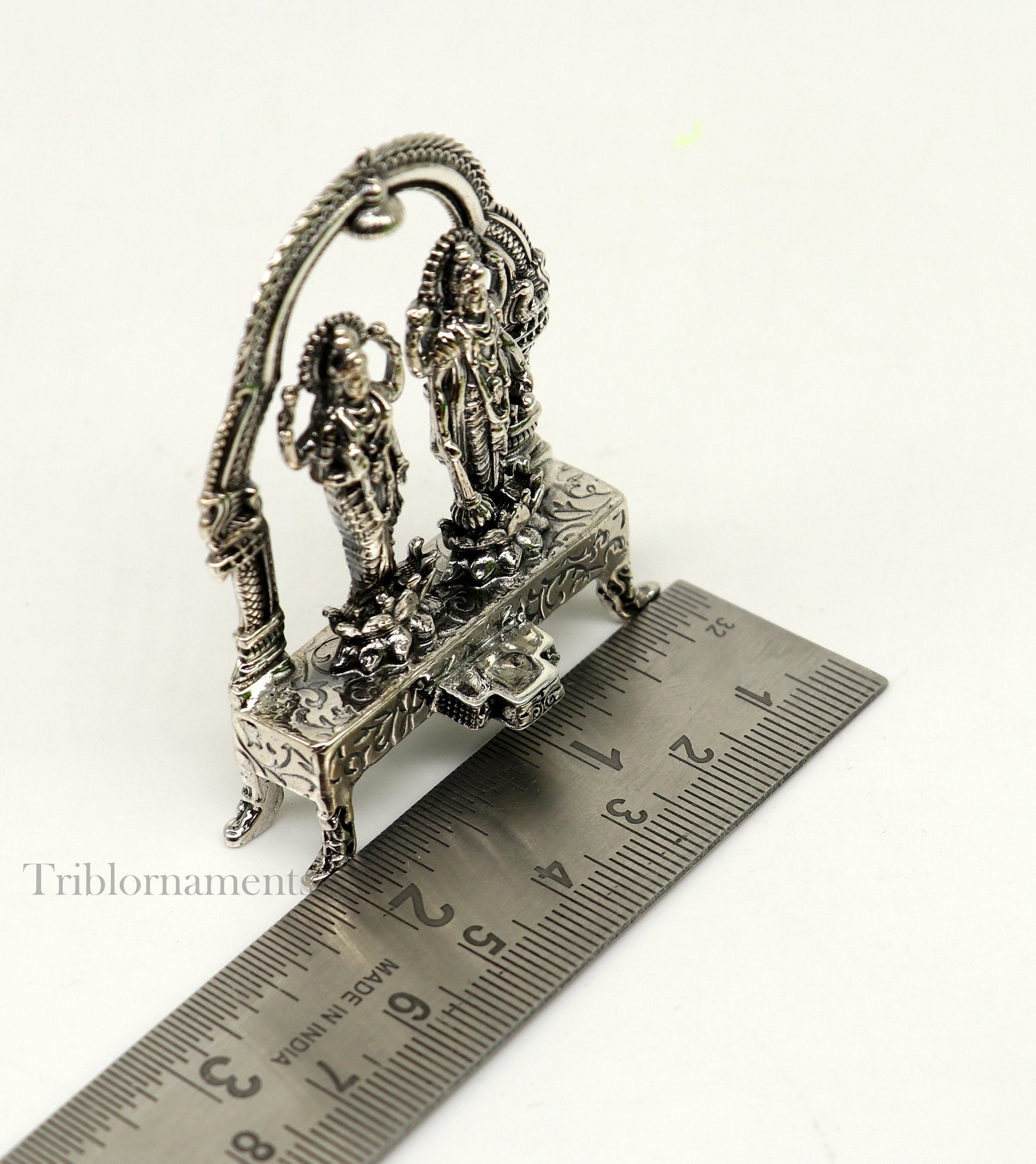 925 Sterling silver handmade Indian Idols standing Laxmi Narayan, laxmi and vishnu Statue figurine, puja articles puja articles art172 - TRIBAL ORNAMENTS