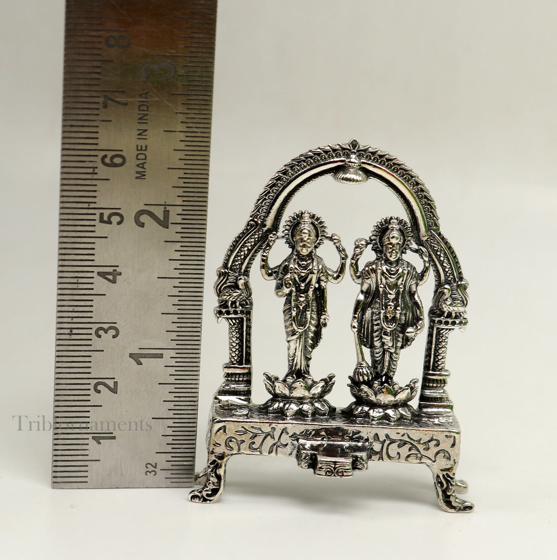 925 Sterling silver handmade Indian Idols standing Laxmi Narayan, laxmi and vishnu Statue figurine, puja articles puja articles art172 - TRIBAL ORNAMENTS