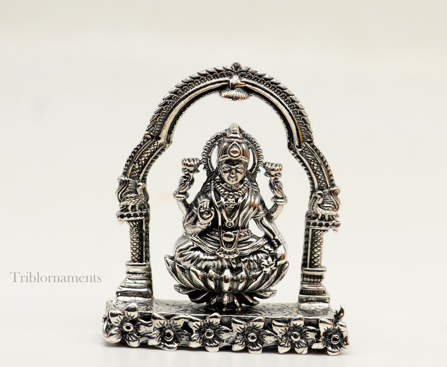 2.2" small 925 Sterling silver handmade Hindu Goddess Laxmi  MahaLaxmi statue, puja article figurine, home décor puja Articles india art161 - TRIBAL ORNAMENTS