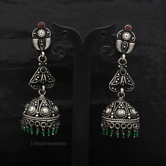 925 sterling silver handmade traditional stylish wedding brides drop dangle stud earring best gifting customized personalized jewelry s948 - TRIBAL ORNAMENTS