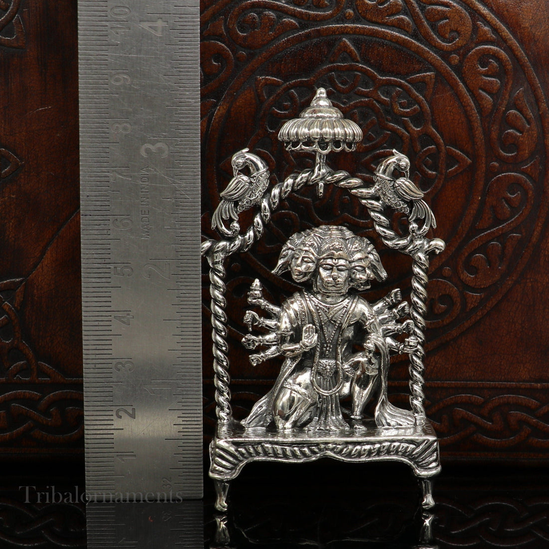 Pure 925 sterling silver handmade Hindu god Lord Panchmukhi Hanuman Statue, amazing designer Divine Sculpture figurine puja article art167 - TRIBAL ORNAMENTS