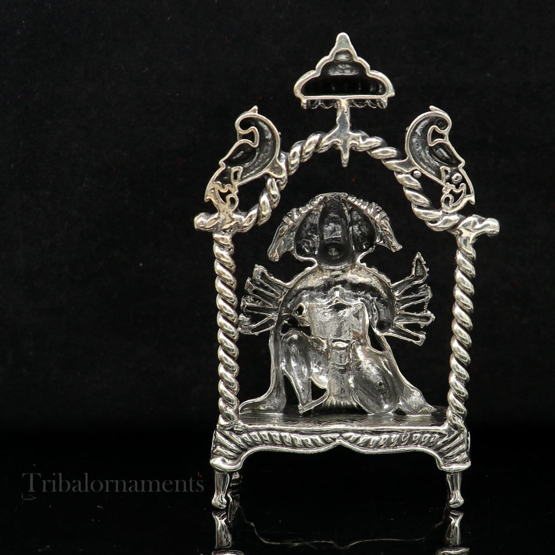 Pure 925 sterling silver handmade Hindu god Lord Panchmukhi Hanuman Statue, amazing designer Divine Sculpture figurine puja article art167 - TRIBAL ORNAMENTS