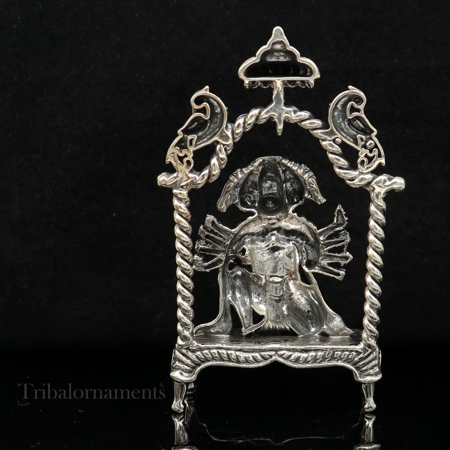 Pure 925 sterling silver handmade Hindu god Lord Panchmukhi Hanuman Statue, amazing designer Divine Sculpture figurine puja article art167 - TRIBAL ORNAMENTS