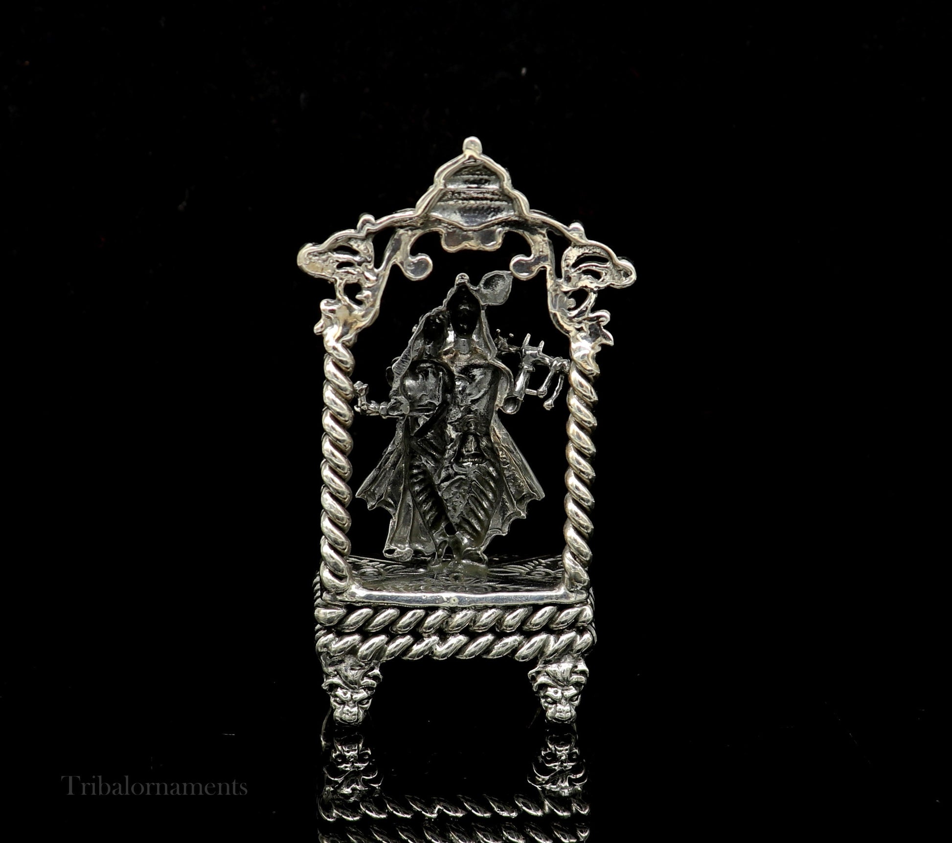 925 sterling silver handmade Divine Hindu god Krishna with Radha blessing Statue, Stunning Radha kishan figurine puja article art168 - TRIBAL ORNAMENTS