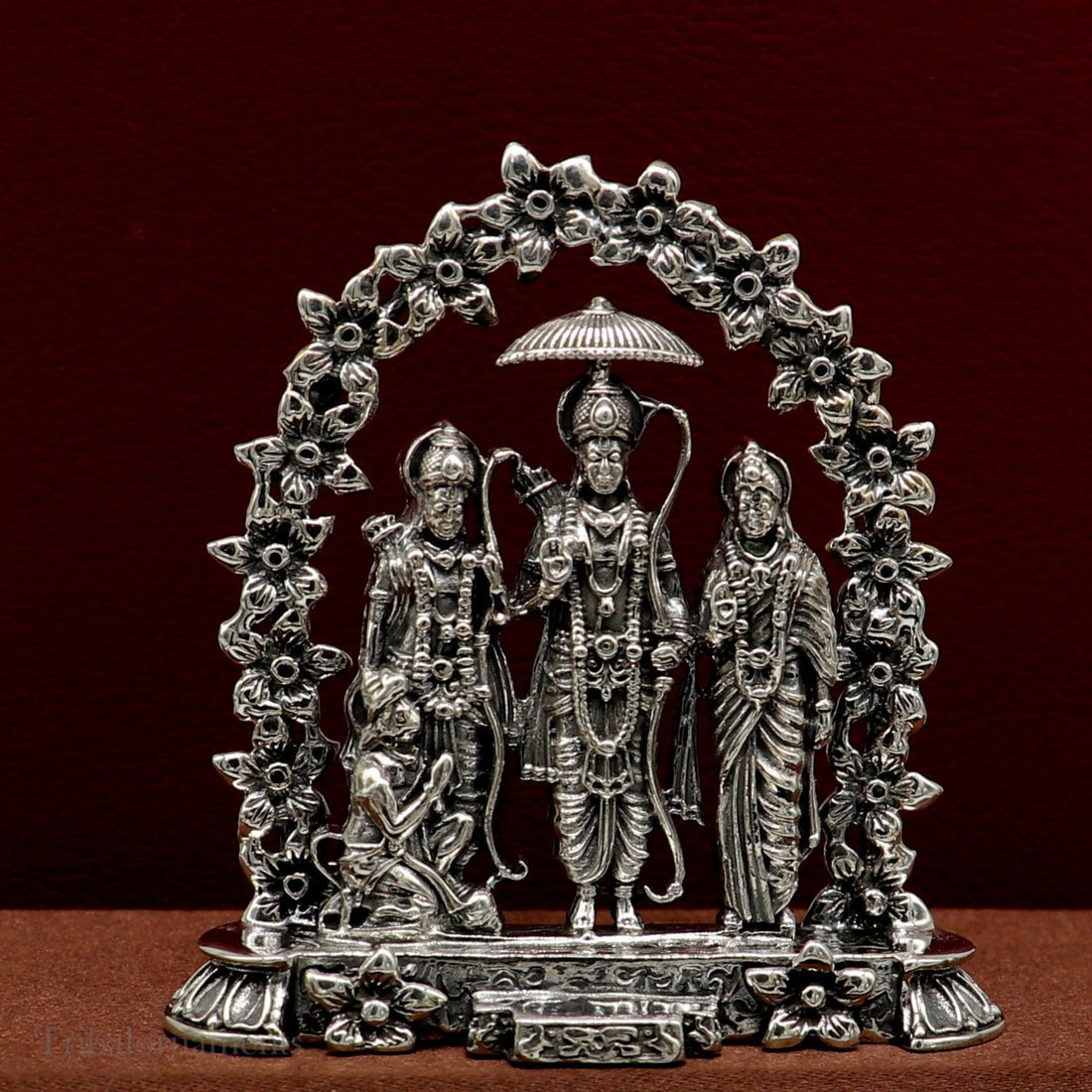 925 sterling silver handmade Divine Hindu god Rama Laxman seeta and Hanuman blessing Statue, Ram Darbar Divine figurine puja article art164 - TRIBAL ORNAMENTS