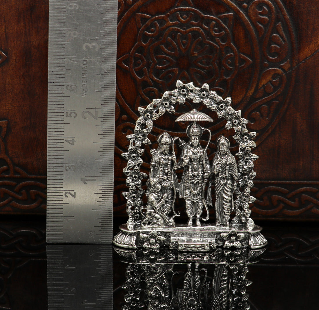 925 sterling silver handmade Divine Hindu god Rama Laxman seeta and Hanuman blessing Statue, Ram Darbar Divine figurine puja article art164 - TRIBAL ORNAMENTS