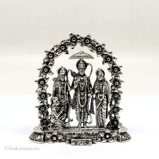925 sterling silver handmade Divine Hindu god Rama Laxman seeta and Hanuman blessing Statue, Ram Darbar Divine figurine puja article art164 - TRIBAL ORNAMENTS